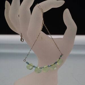 Green Chrysoprase Necklace 925 Silver Chain